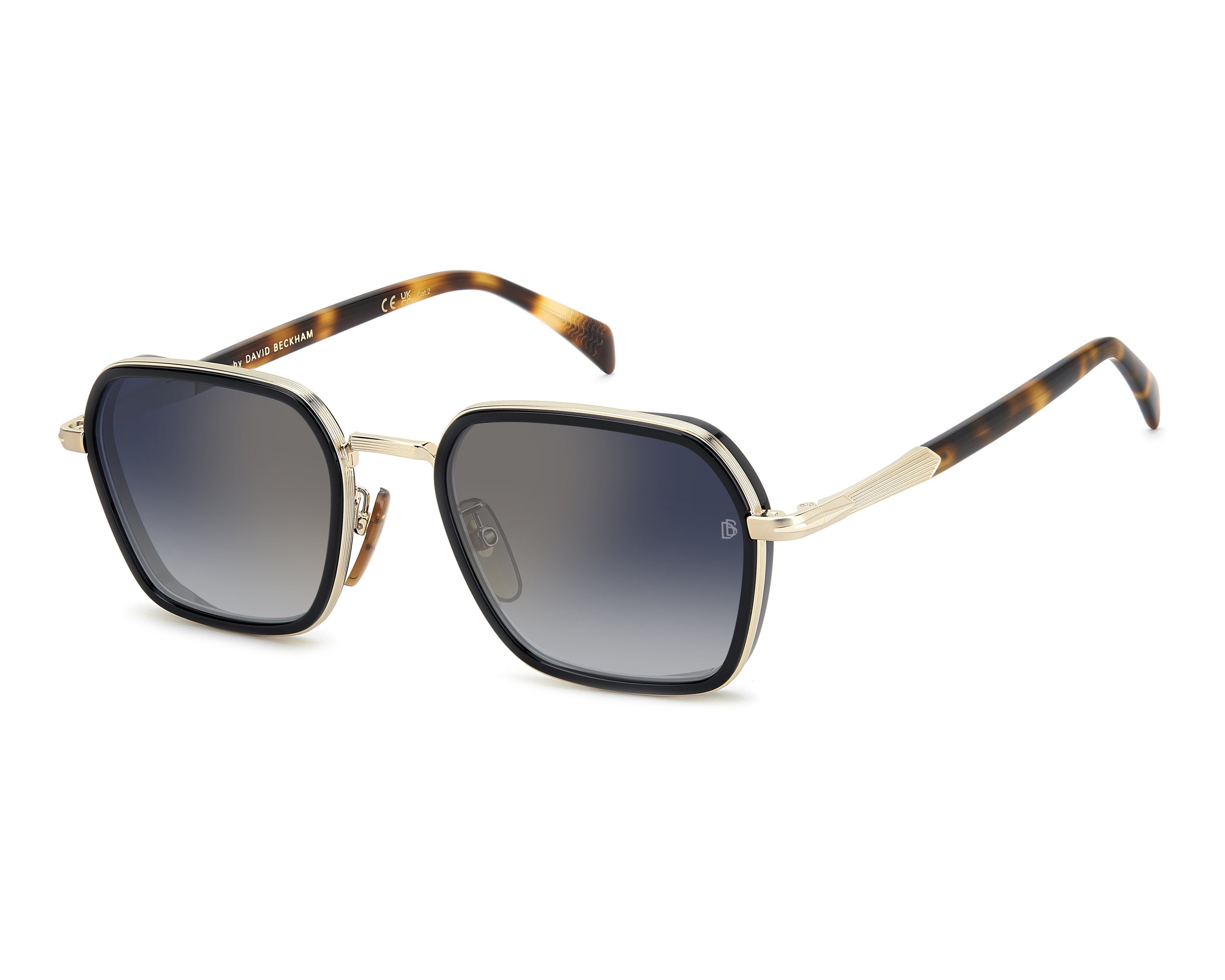 David Beckham DB-1194-G-S RHL/1V 53-21 Oro Negro Vista de 360 grados 1