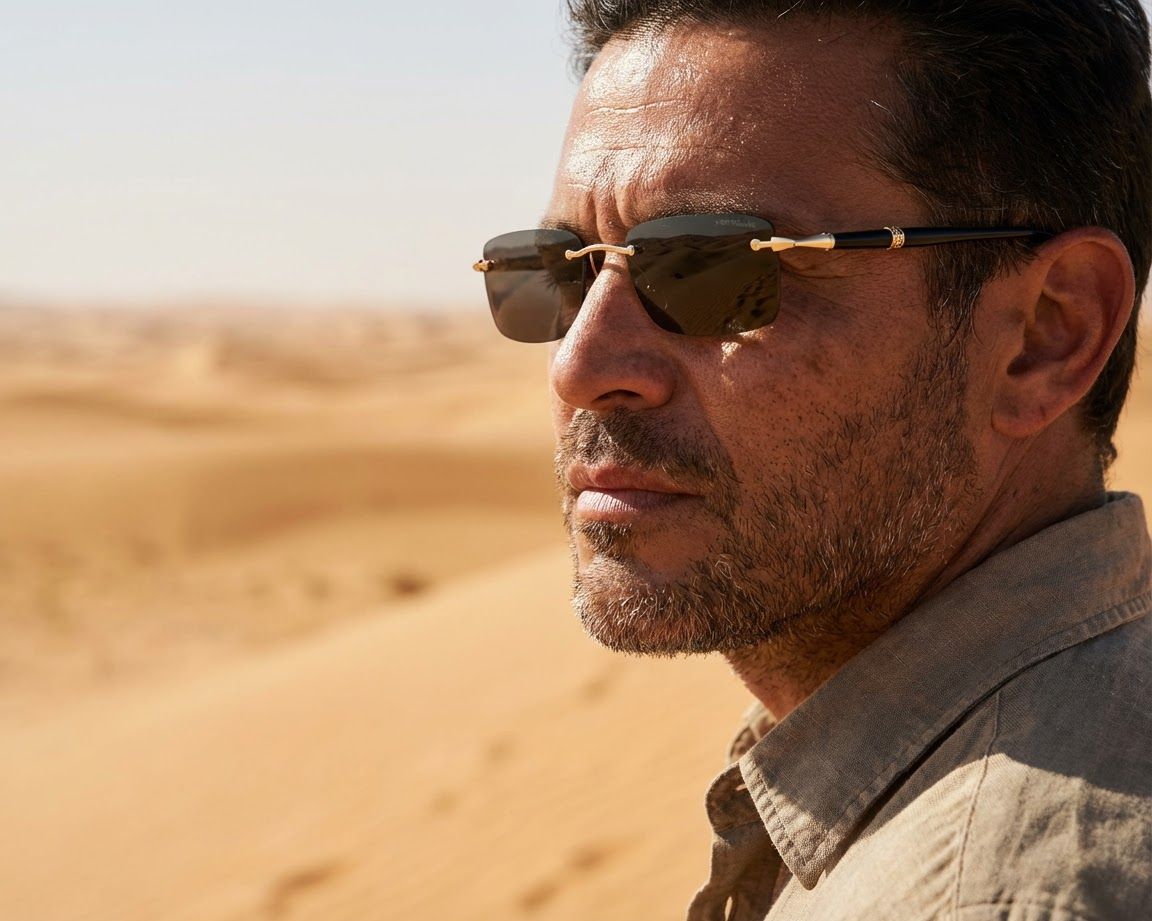 Mont Blanc MB0344S 001 54-20 Gold  Vista de 360 grados 5